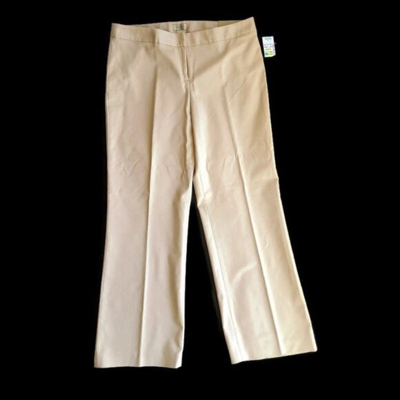 NWT Women's Beige Office Pants 16 Boutique Essentials Trousers Straight - Picture 2 of 12